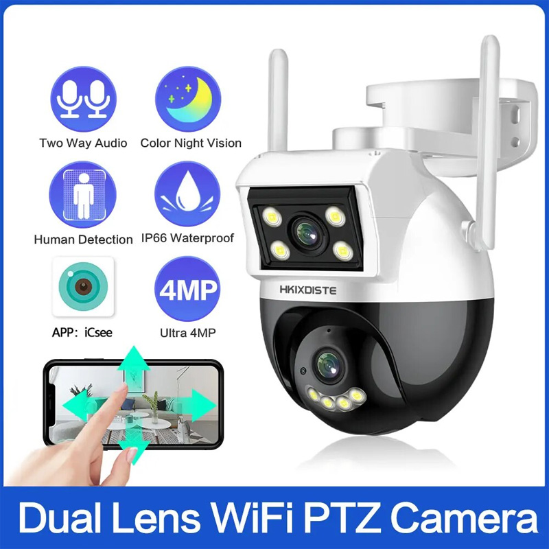Caméra de surveillance extérieure PTZ IP WiFi HD 6K, dispositif de